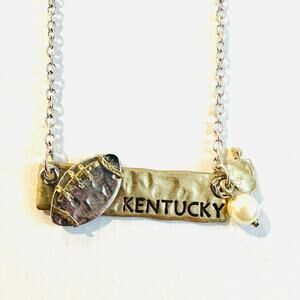 Kentucky Gold & Silver Football Bar Necklace